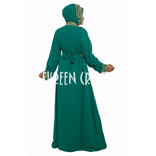 2020 MODERN GREEN BRIDAL MOROCCAN ISLAMIC KAFTAN DRESS
