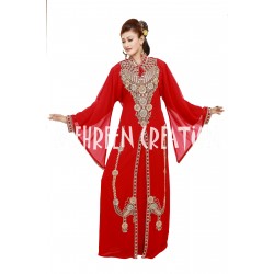 GET THIS MOROCCAN ISLAMIC KAFTAN RED FULL SLEEVE DRESS
