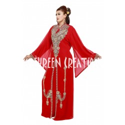 GET THIS MOROCCAN ISLAMIC KAFTAN RED FULL SLEEVE DRESS