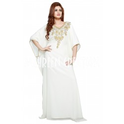 GET THIS NEW KAFTAN FARASHA MODERN ARABIC OFF-WHITE ARABIC DRESS